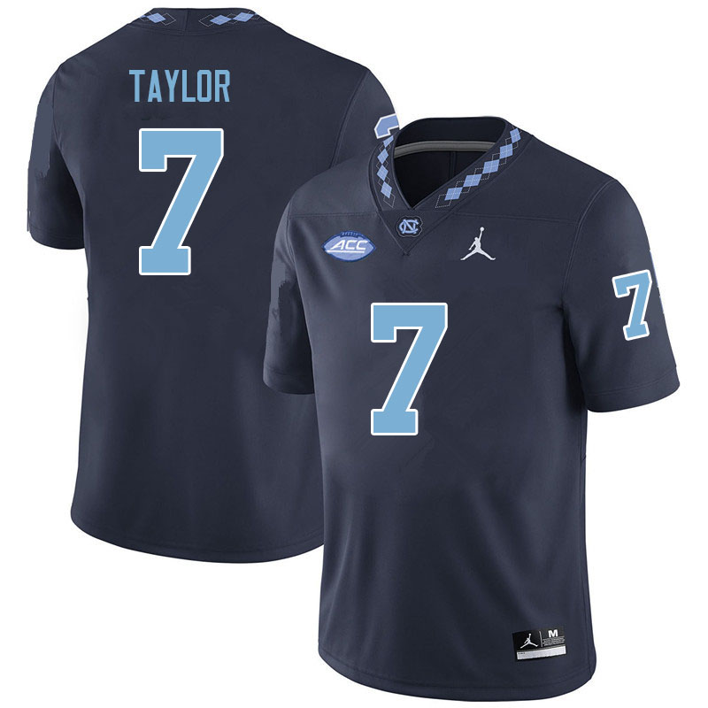 Men #7 Noah Taylor North Carolina Tar Heels College Football Jerseys Sale-Navy